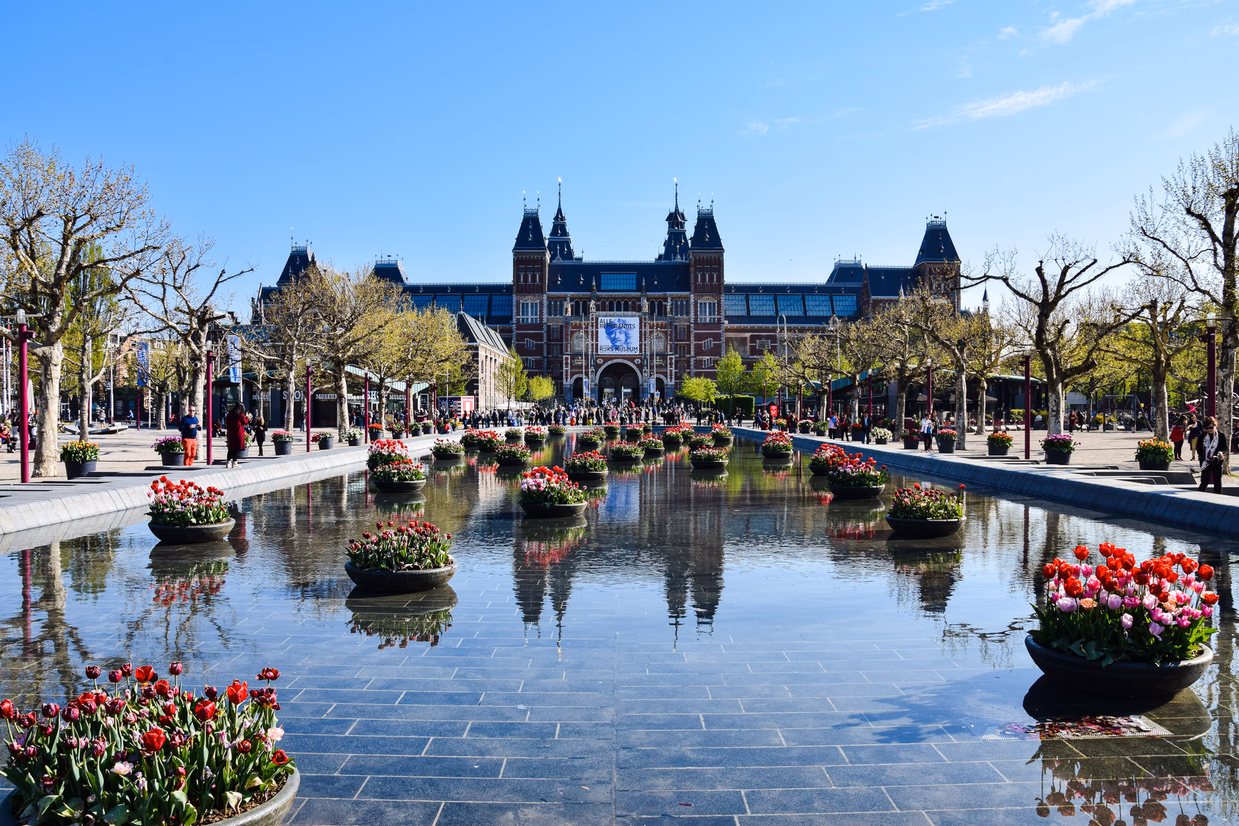 Rijksmuseum in Museum Quarter in Amsterdam 