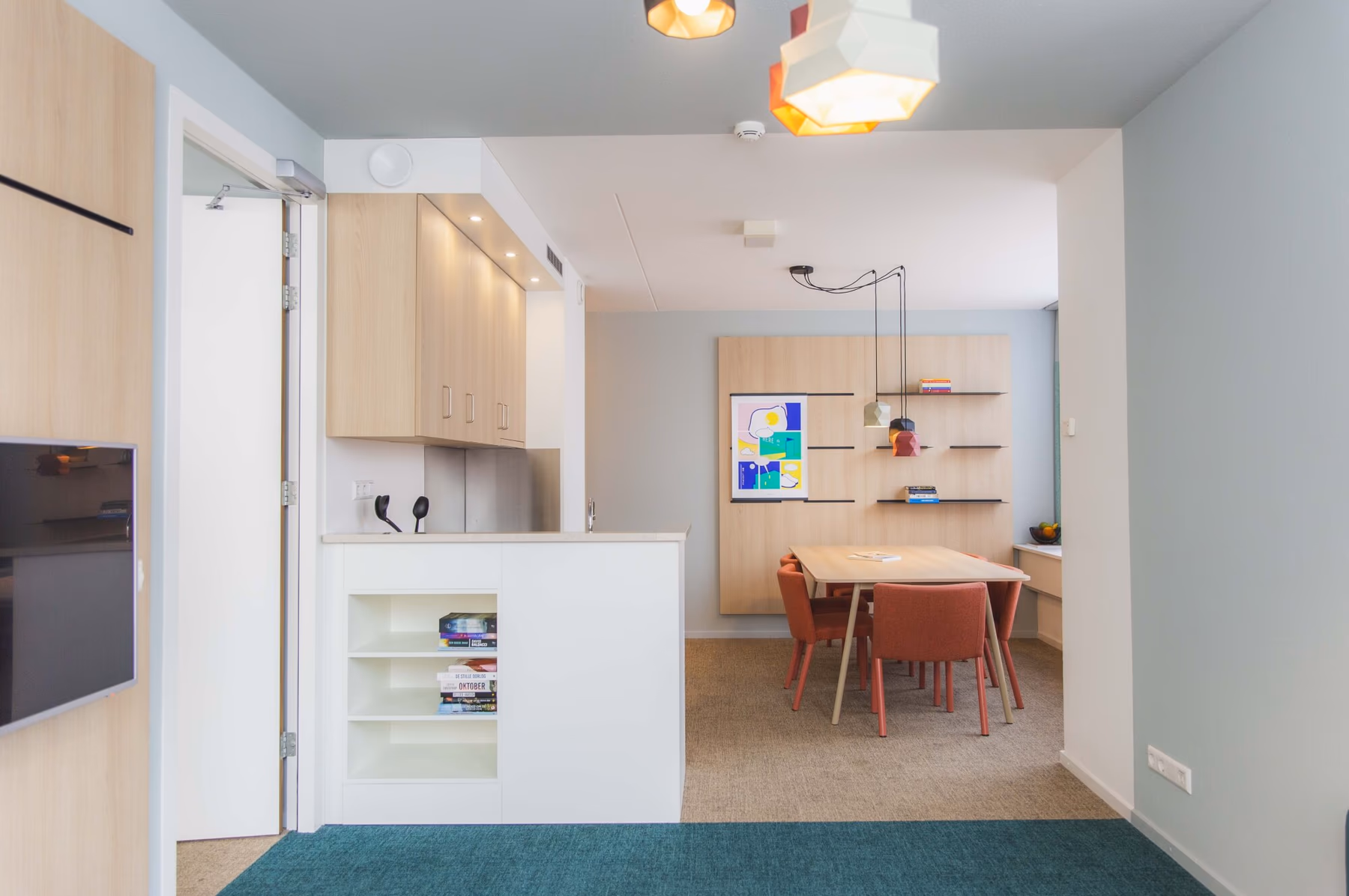 Apartment kitchen and living area